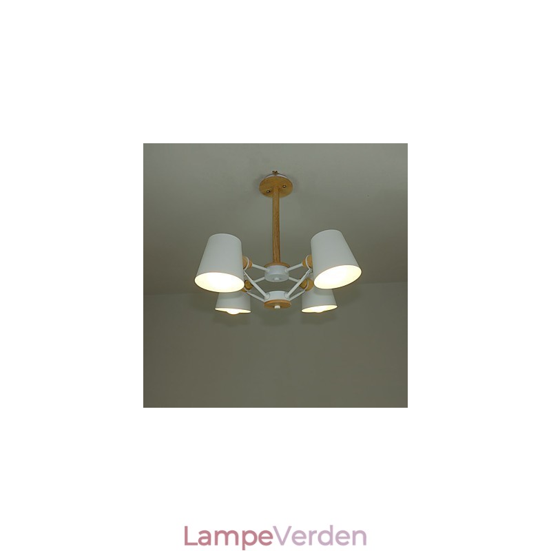 4 lys multifarver Macaron træ vintage maleri Feature metal lysekrone