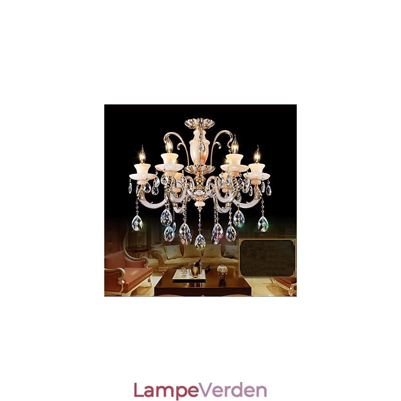 Europæisk højkvalitets jade krystal pendel lampe Atmosfære zink legering pendel lys krystal lampe