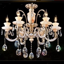 Europæisk højkvalitets jade krystal pendel lampe Atmosfære zink legering pendel lys krystal lampe