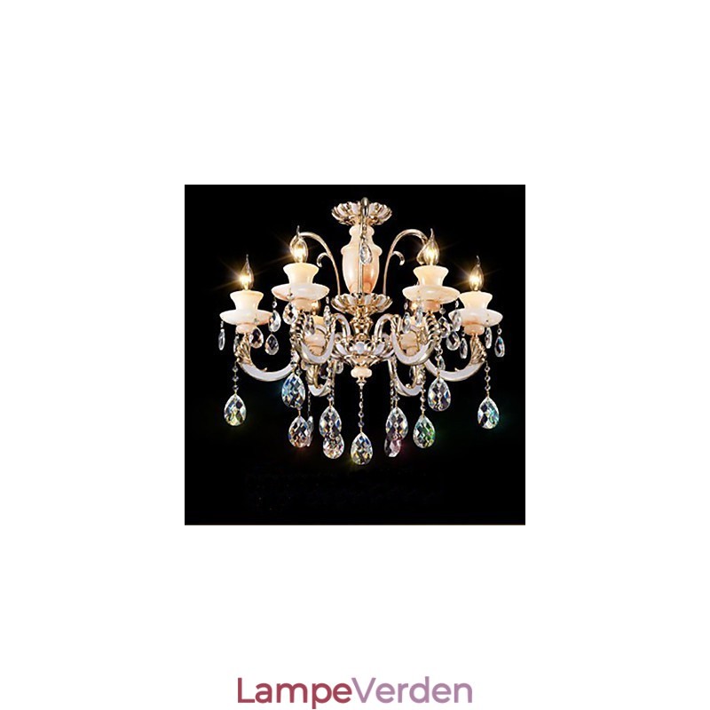 Europæisk højkvalitets jade krystal pendel lampe Atmosfære zink legering pendel lys krystal lampe