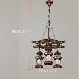 Rustik Lodge Vintage Retro Country Globe maleri funktion til Mini Style Designere Metal lysekrone