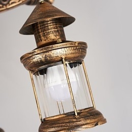 Rustik Lodge Vintage Retro Country Globe maleri funktion til Mini Style Designere Metal lysekrone