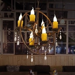 Rustik Lodge Vintage Retro Country Globe maleri funktion til Mini Style Designere Metal lysekrone