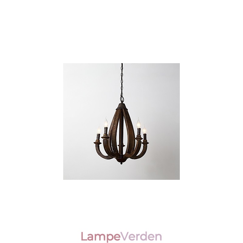 Vintage maleri funktion Mini stil træ bambus lysekrone lampe dekorere Pendant lampe