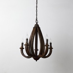 Vintage maleri funktion Mini stil træ bambus lysekrone lampe dekorere Pendant lampe