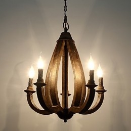 Vintage maleri funktion Mini stil træ bambus lysekrone lampe dekorere Pendant lampe