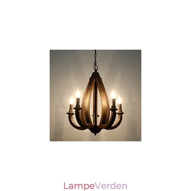 Vintage maleri funktion Mini stil træ bambus lysekrone lampe dekorere Pendant lampe