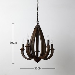 Vintage maleri funktion Mini stil træ bambus lysekrone lampe dekorere Pendant lampe