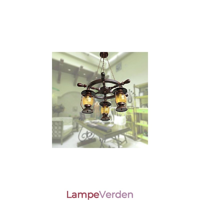 Retro maleri træ Bambus lysekrone