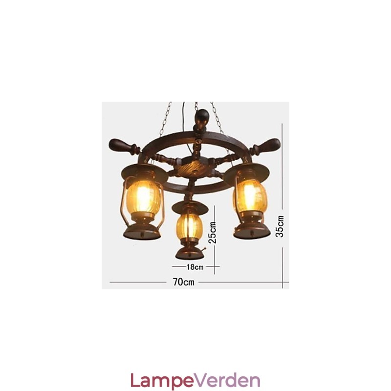 Retro maleri træ Bambus lysekrone