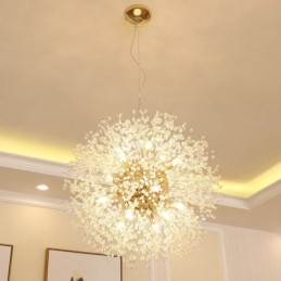 Fyrværkeri Globe Mælkebøtte Chrome Feature Crystal Metal Lysekrone