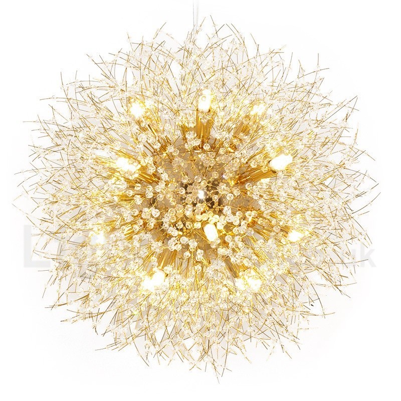Fyrværkeri Globe Mælkebøtte Chrome Feature Crystal Metal Lysekrone