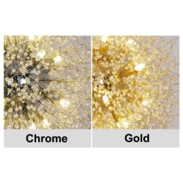 Fyrværkeri Globe Mælkebøtte Chrome Feature Crystal Metal Lysekrone