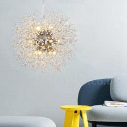 Fyrværkeri Globe Mælkebøtte Chrome Feature Crystal Metal Lysekrone
