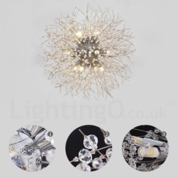 Fyrværkeri Globe Mælkebøtte Chrome Feature Crystal Metal Lysekrone