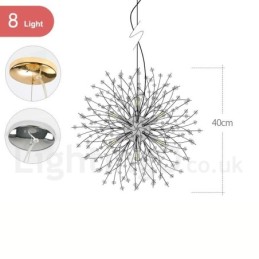 Fyrværkeri Globe Mælkebøtte Chrome Feature Crystal Metal Lysekrone