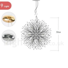 Fyrværkeri Globe Mælkebøtte Chrome Feature Crystal Metal Lysekrone