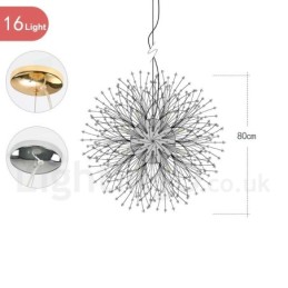Fyrværkeri Globe Mælkebøtte Chrome Feature Crystal Metal Lysekrone