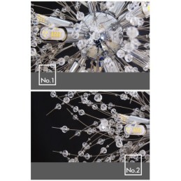 Fyrværkeri Globe Mælkebøtte Chrome Feature Crystal Metal Lysekrone