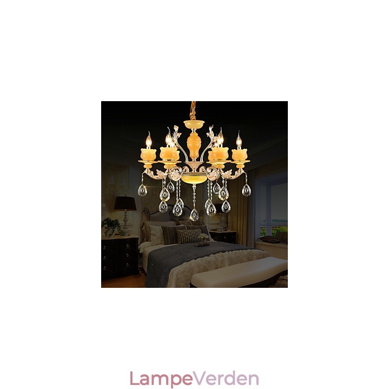 Traditionel klassisk zinklegeringsfunktion til Crystal Mini Style Metal 6 Bulbs lysekrone