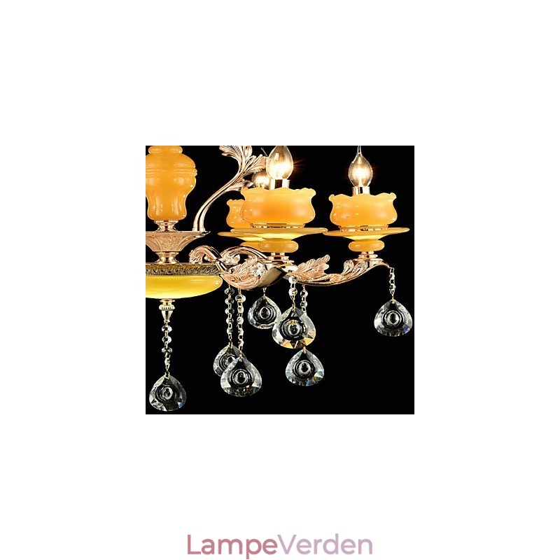 Traditionel klassisk zinklegeringsfunktion til Crystal Mini Style Metal 6 Bulbs lysekrone