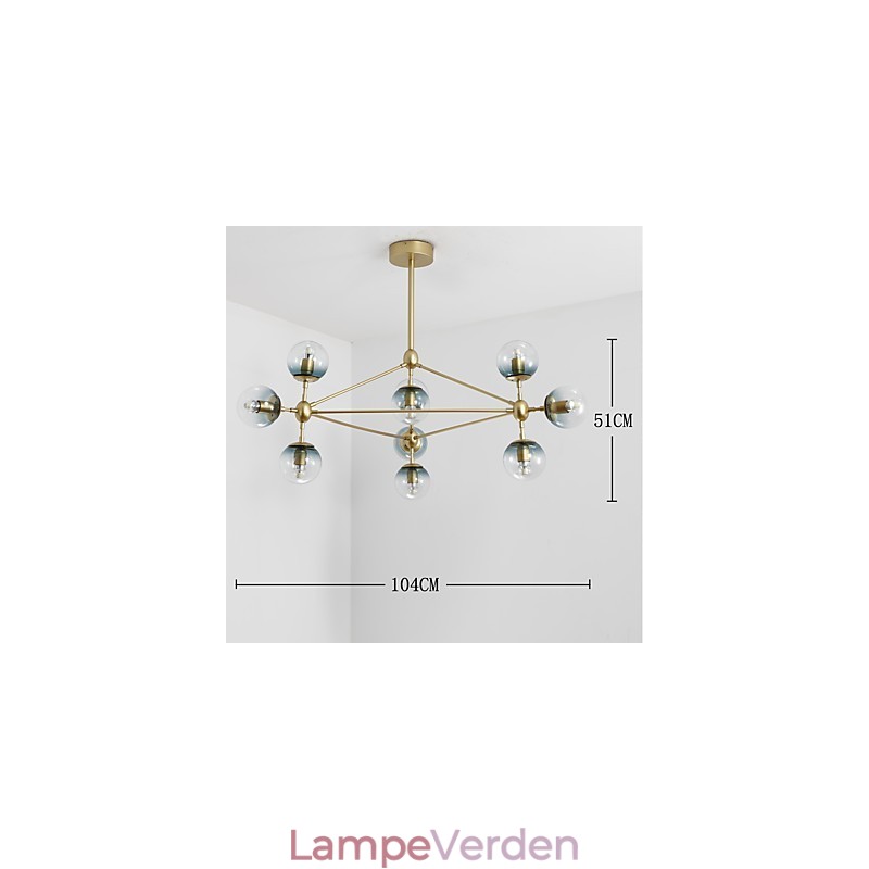 Ti lys Post Moderne Europa Style Modo Metal Glas Pendel Lampe Foyeren Dekorer Industriel Lysekrone Lampe