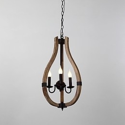 Tre lyse vintage maleri funktion Mini stil træ bambus lysekrone lampe dekorere Pendant lampe
