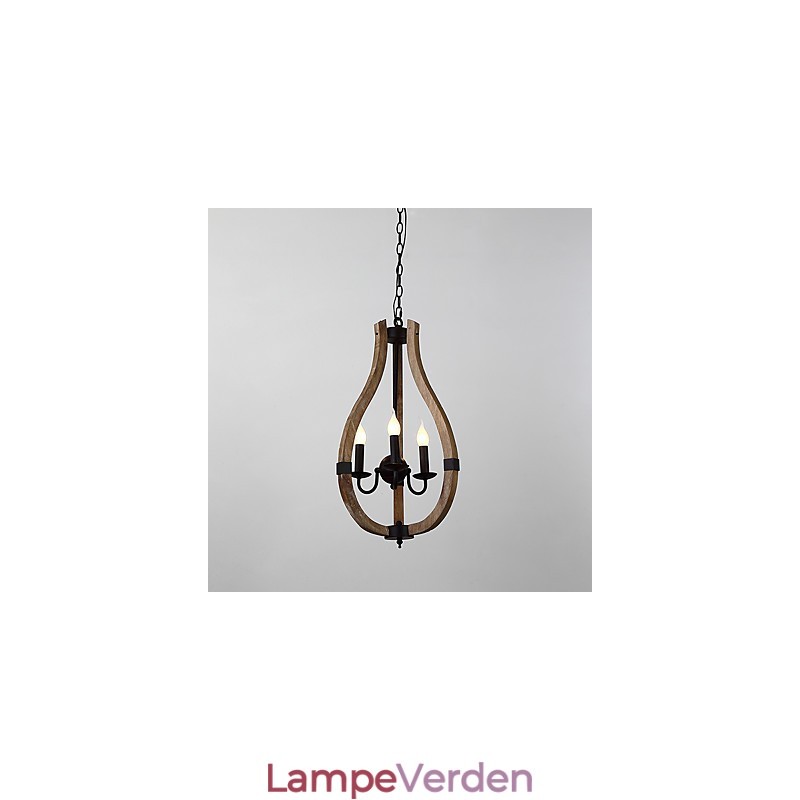 Tre lyse vintage maleri funktion Mini stil træ bambus lysekrone lampe dekorere Pendant lampe