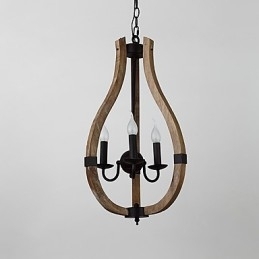 Tre lyse vintage maleri funktion Mini stil træ bambus lysekrone lampe dekorere Pendant lampe