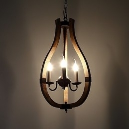 Tre lyse vintage maleri funktion Mini stil træ bambus lysekrone lampe dekorere Pendant lampe