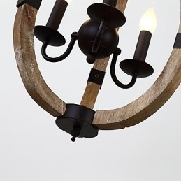 Tre lyse vintage maleri funktion Mini stil træ bambus lysekrone lampe dekorere Pendant lampe