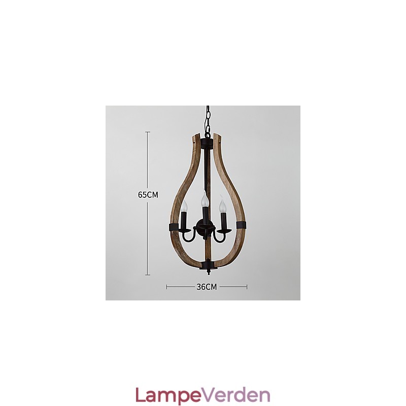 Tre lyse vintage maleri funktion Mini stil træ bambus lysekrone lampe dekorere Pendant lampe