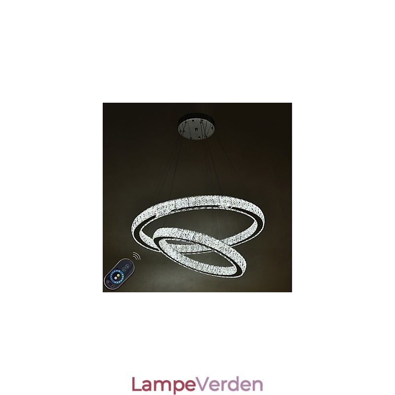 Indendørs krystallysekrone Moderne pendantlampe Loftslys Dæmpbar belysningslampe med fjernbetjening