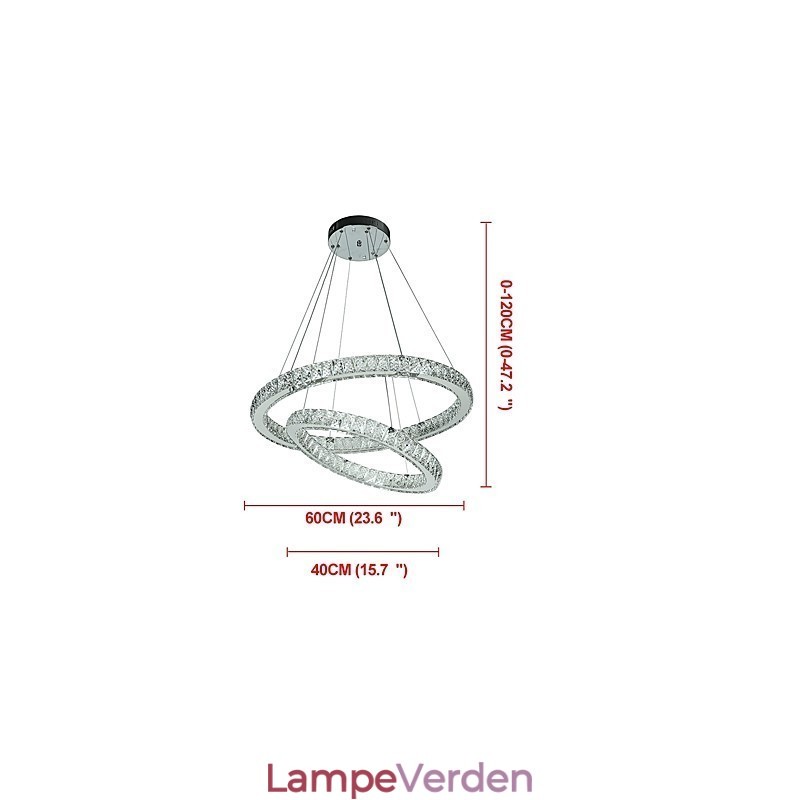 Indendørs krystallysekrone Moderne pendantlampe Loftslys Dæmpbar belysningslampe med fjernbetjening
