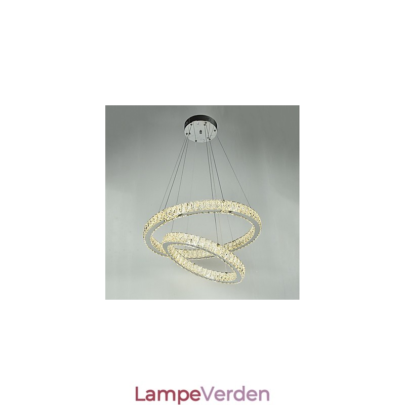 Indendørs krystallysekrone Moderne pendantlampe Loftslys Dæmpbar belysningslampe med fjernbetjening