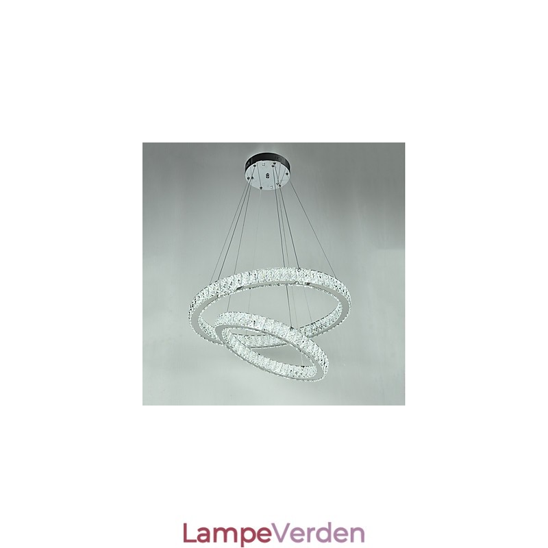 Indendørs krystallysekrone Moderne pendantlampe Loftslys Dæmpbar belysningslampe med fjernbetjening