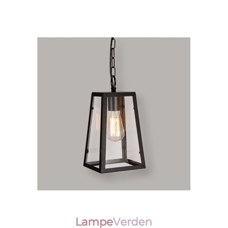 Vintage metal pendel med glasskærm