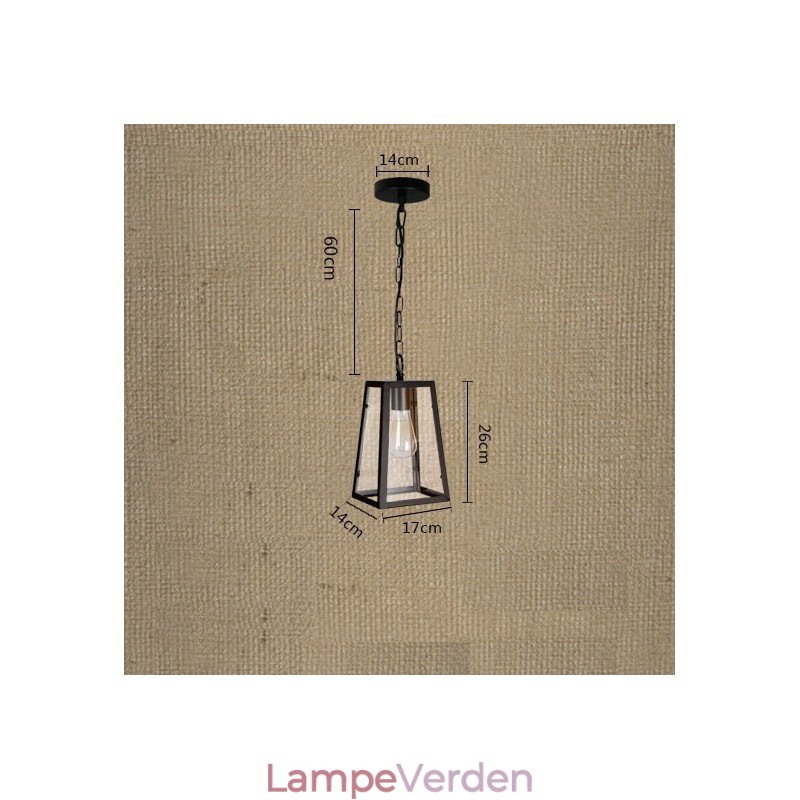 Vintage metal pendel med glasskærm
