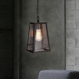 Vintage metal pendel med glasskærm