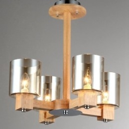 4 Lysetræ Moderne Moderne lysekrone i nordisk stil med glasskærm