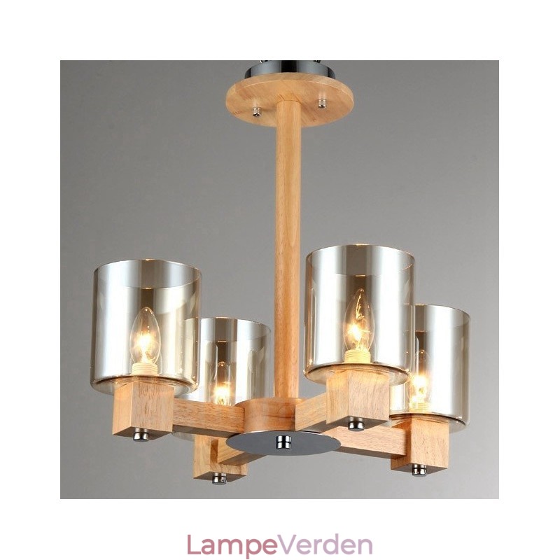 4 Lysetræ Moderne Moderne lysekrone i nordisk stil med glasskærm