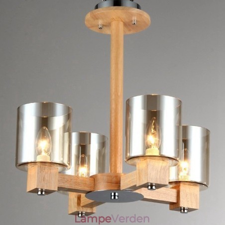 4 Lysetræ Moderne Moderne lysekrone i nordisk stil med glasskærm 4 Lysetræ Moderne Moderne lysekrone i nordisk stil med glasskærm