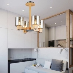 4 Lysetræ Moderne Moderne lysekrone i nordisk stil med glasskærm