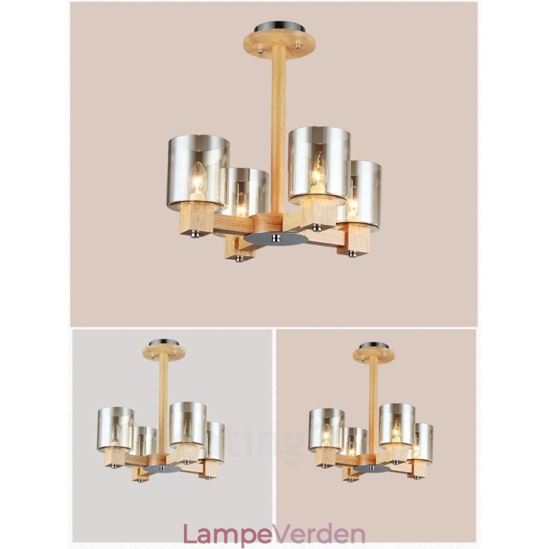 4 Lysetræ Moderne Moderne lysekrone i nordisk stil med glasskærm