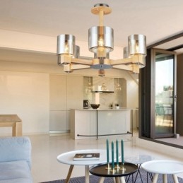 6 Lysetræ Moderne Moderne lysekrone i nordisk stil med glasskærm