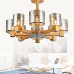 8 Lysetræ Moderne Moderne lysekrone i nordisk stil med glasskærm