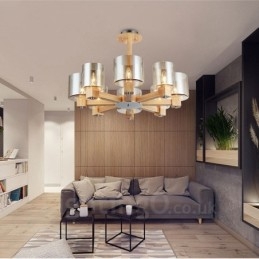 8 Lysetræ Moderne Moderne lysekrone i nordisk stil med glasskærm