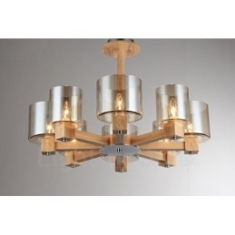 8 Lysetræ Moderne Moderne lysekrone i nordisk stil med glasskærm
