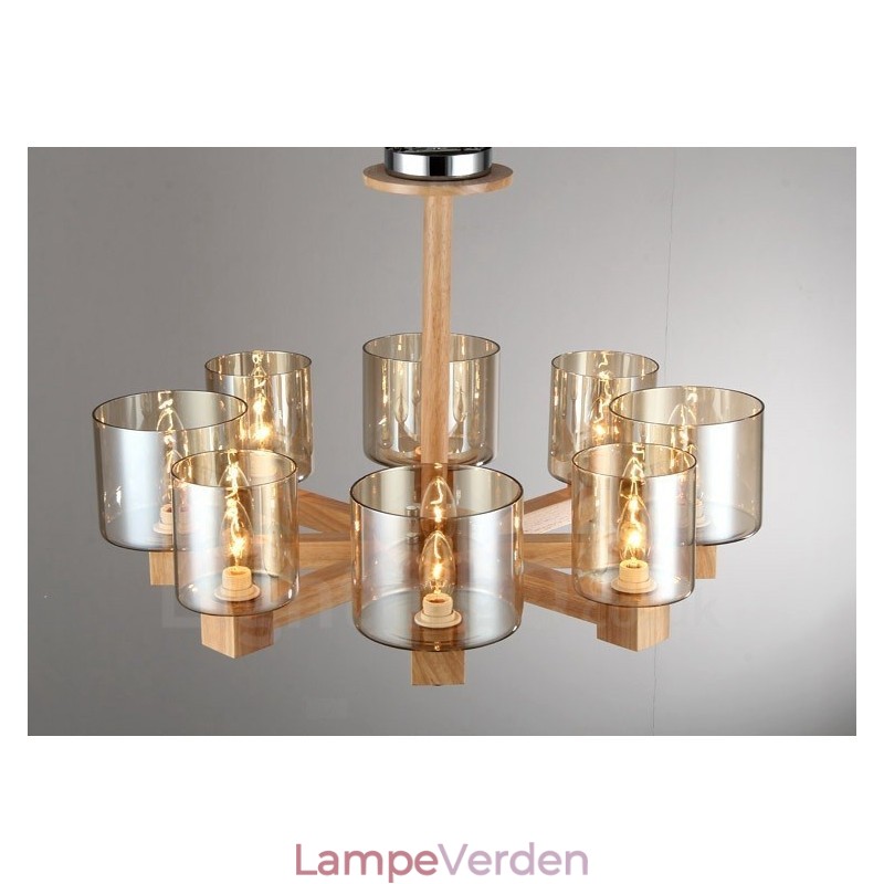 8 Lysetræ Moderne Moderne lysekrone i nordisk stil med glasskærm