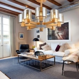 8 Lysetræ Moderne Moderne lysekrone i nordisk stil med glasskærm